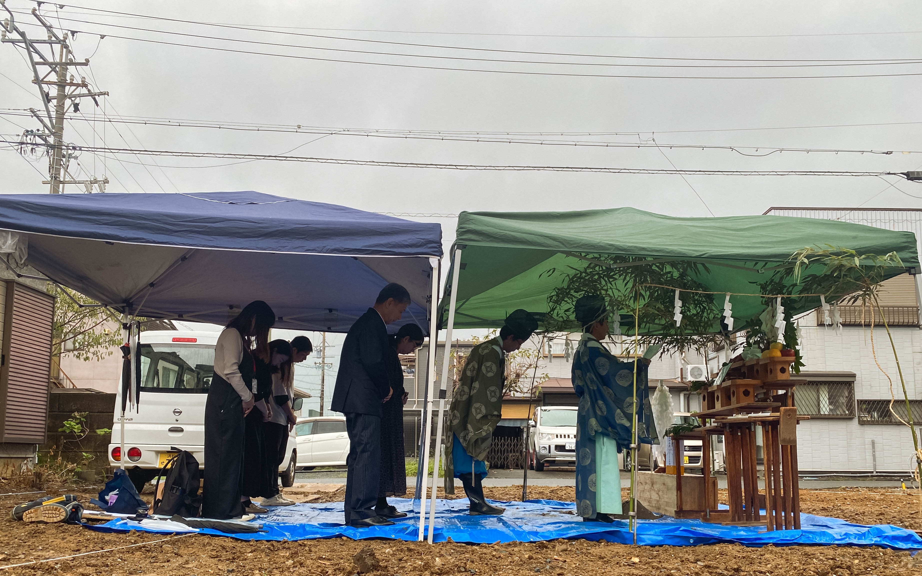 幸運が降り込む、雨の日の地鎮祭